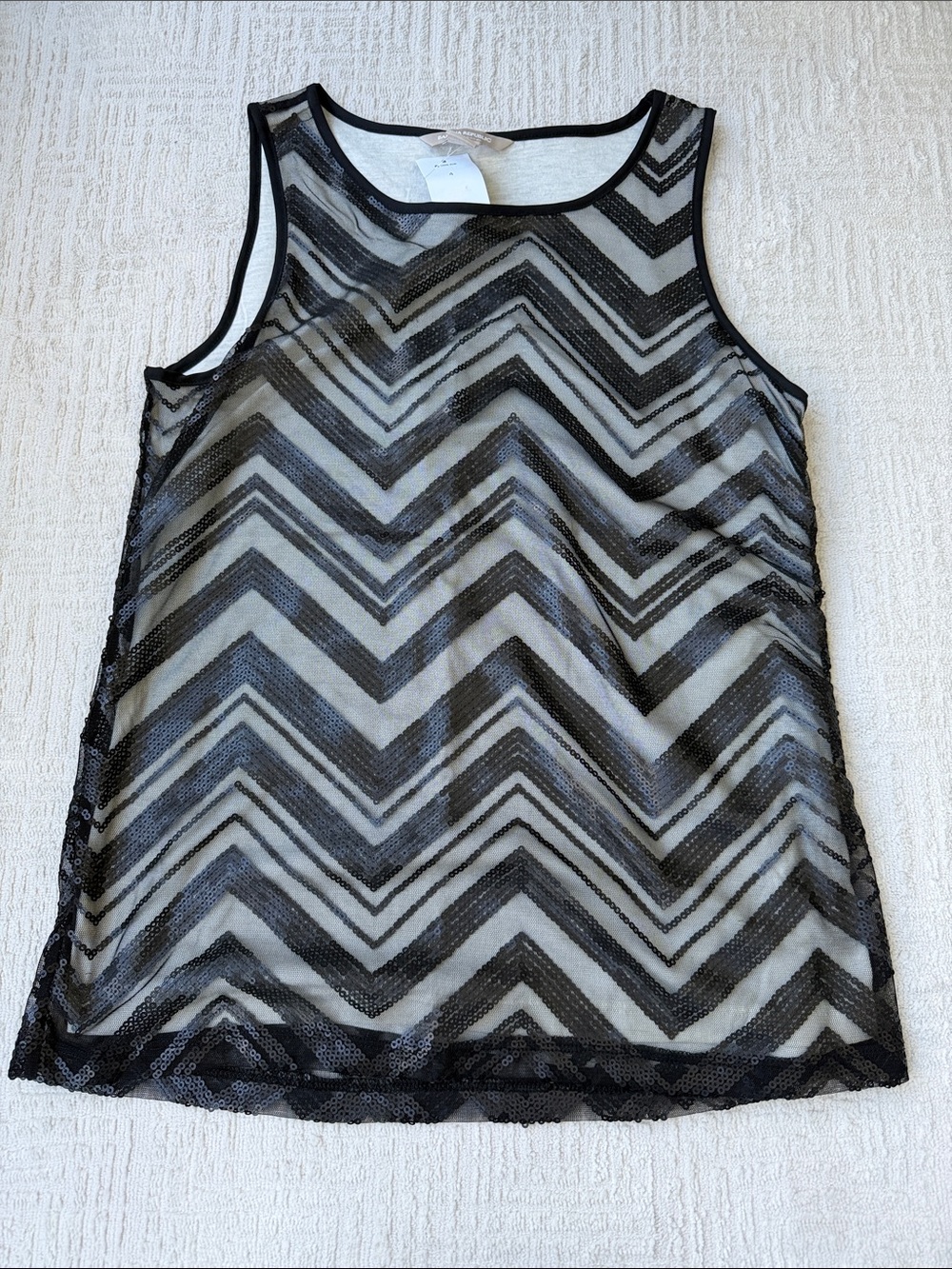 Banana Republic Black Chevron Mesh Tank